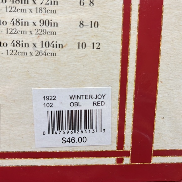 NWT Red Bardwil Linens Winter Joy Poinsettia Holiday Tablecloth.  60 X 102. - Picture 6 of 9